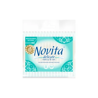 Ականջի բամբակե փայտիկներ, Novita Delicate, 100 հատ
