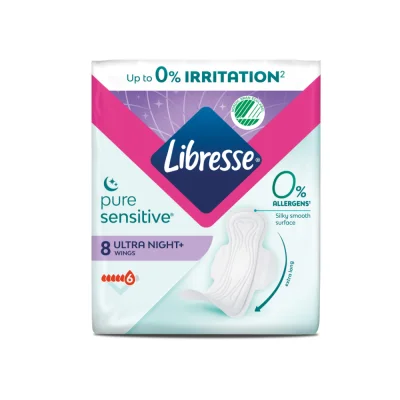 Libresse Pure Sensitive Soft Night, 8 pcs