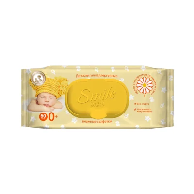ՄԱՆԿԱԿԱՆֆ ԽՈՆԱՎ ԱՆՁԵՌՈՑԻԿ SMILE BABY «ԱԼՈԷ ԵՒ ԵՐԻՑՈՒԿ» 60 հատ
