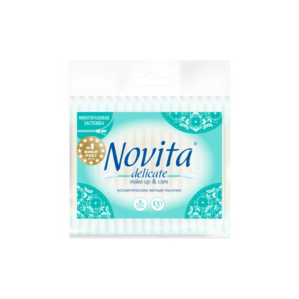 Ականջի բամբակե փայտիկներ, Novita Delicate, 100 հատ