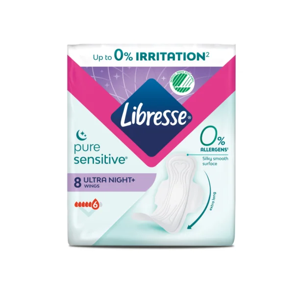 Libresse Pure Sensitive Soft Night, 8 pcs
